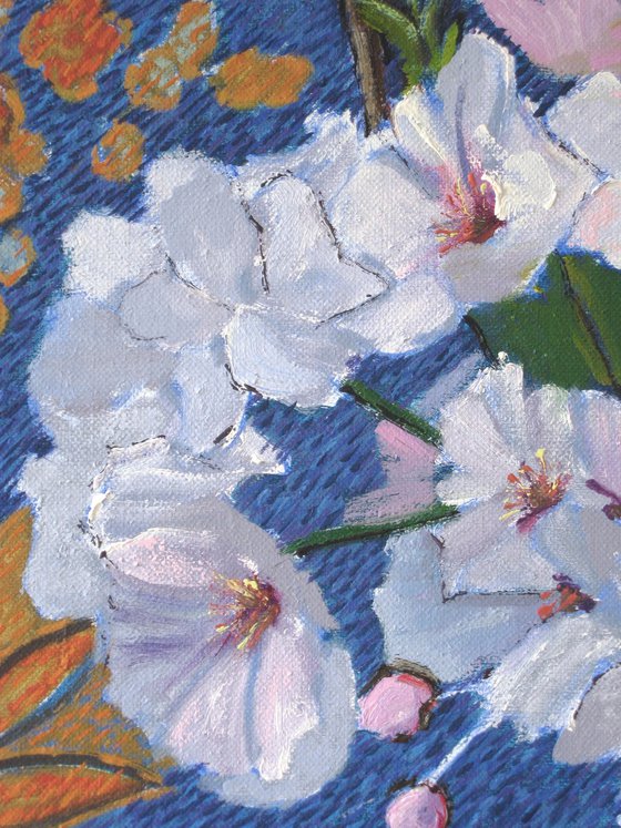Cherry Blossom in a Red Vase