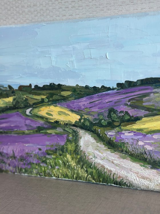 Provence Original Oil Painting Lavender Field  22x28cm