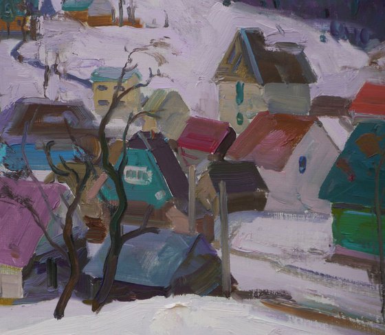 Snow-covered Sinevyrska Polyana Village