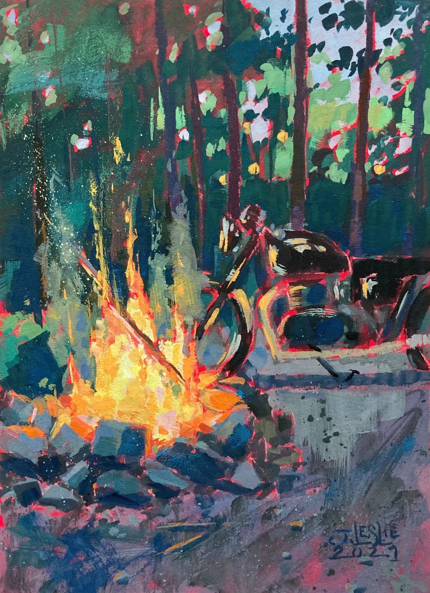Impressionistic Painting , Parked For The Night Ii, Allegheny Forest By Jimmy Leslie, 5 X 7, Artwork For Sale On Artfinder