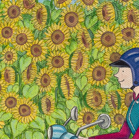 A ride through the sunflower fields with Monty