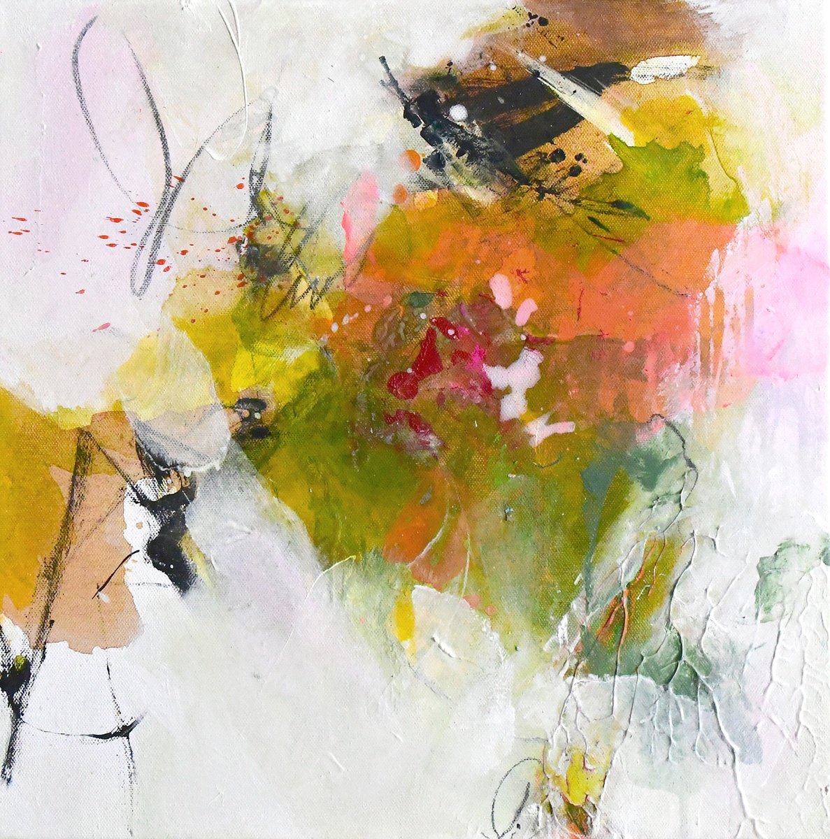 Abstract Acrylic Painting By Kirsten Handelmann, 16 X 16", Downhill Road, Original Artwork