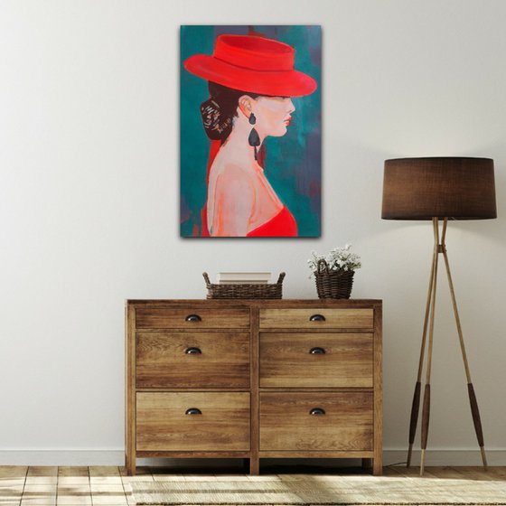 Lady in red / 70 x 47 cm