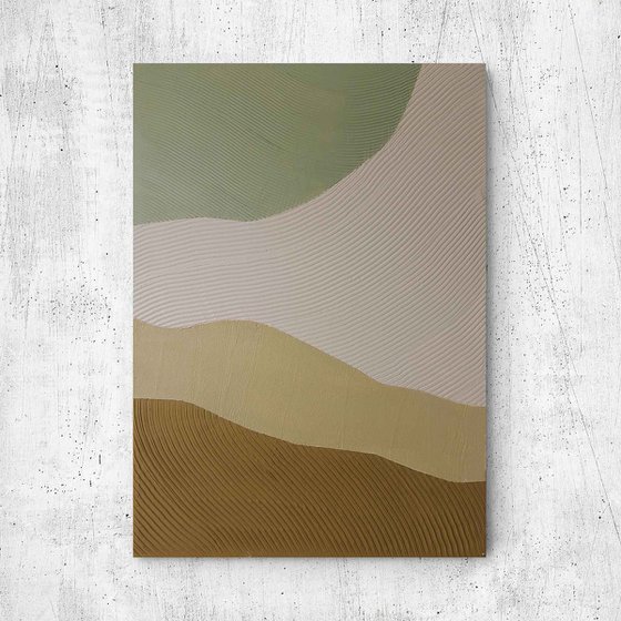 "Cream Field" Beige abstract high textured