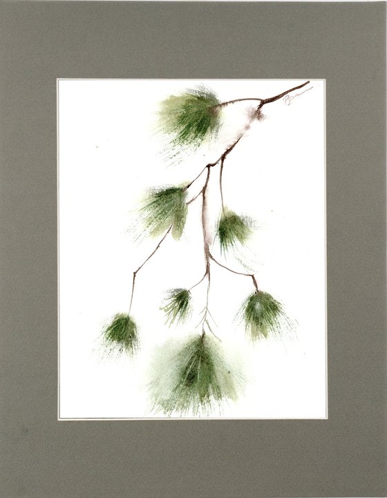 Set of 2 Pine Branches - Original watercolor paintings