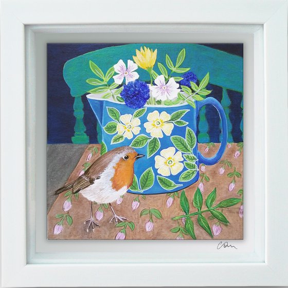 Mr Robin and the primrose jug