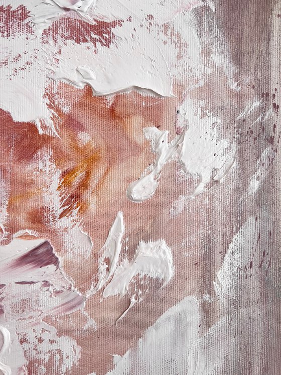 Peach peony square painting