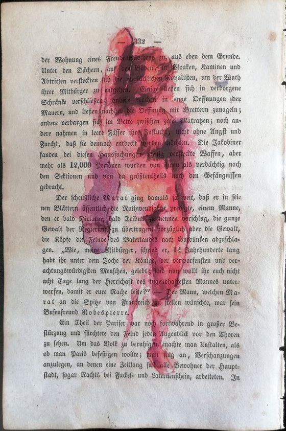 Unique print on antique book page 15x23cm. Art Print Retro Art Print. Small format gift. Nude art vintage. Upcycling wall decoration