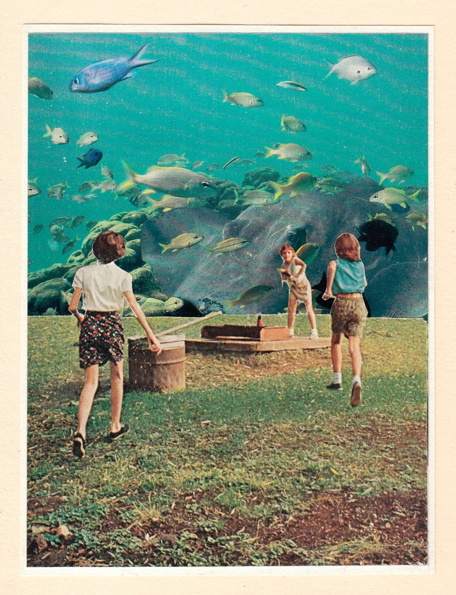 Portrait Collage By Jon Garbet, 5 X 6, Boundless Blue Dream, Original Artwork