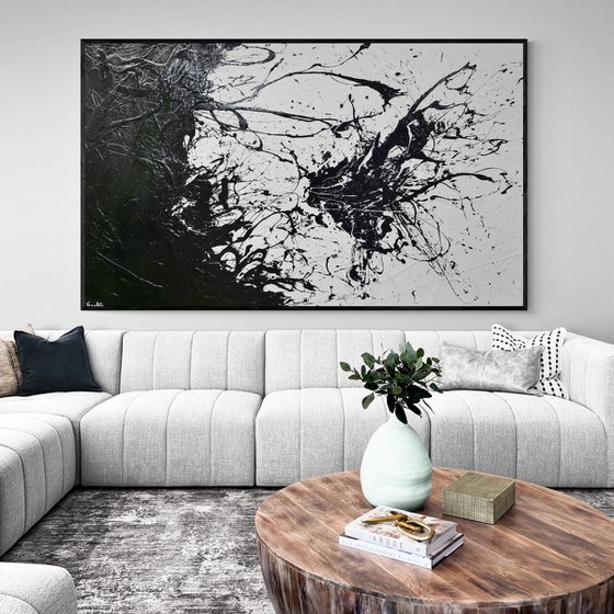 Colour Void 250cm x 150cm Black White Textured Abstract Art