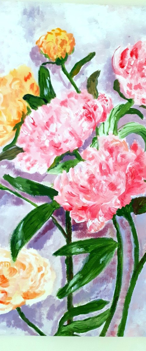 Peonies in pastels by Sandra Fisher