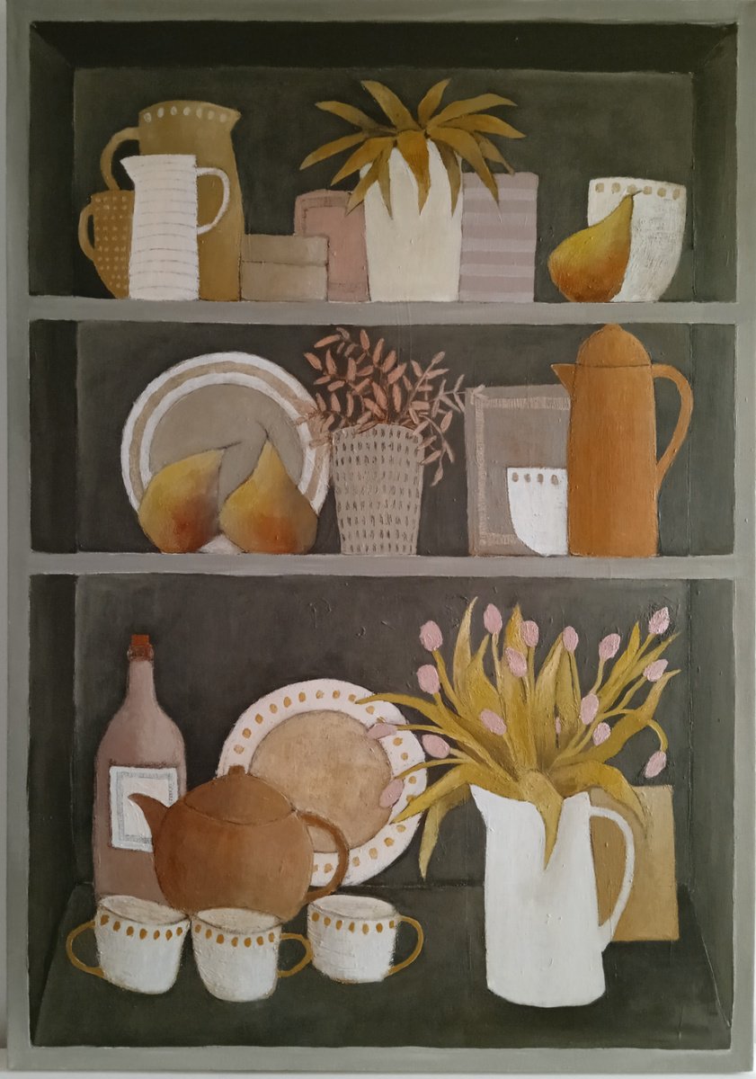 Naive Painting , In A Winter Kitchen ........ By Fiona Philipps, 28 X 39, Artwork For Sale On Artfinder