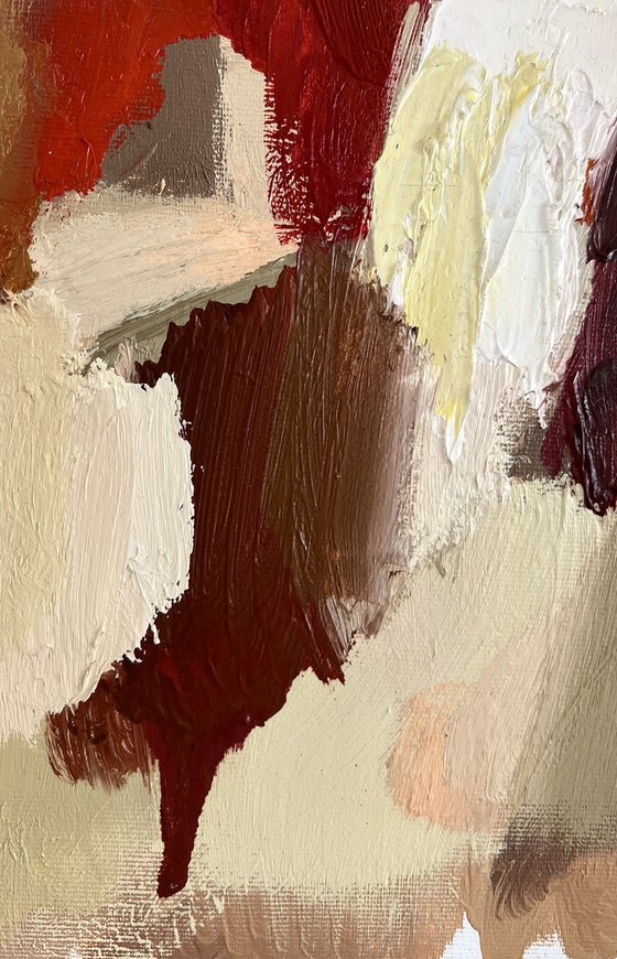 MOMENT1/ Red abstract oil painting