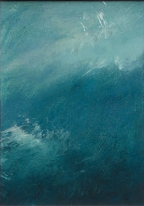 Waves II - Mounted abstract painting