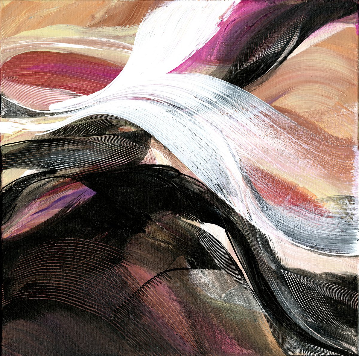 Abstract Botanical Acrylic Painting By Kathy Morton Stanion, 20 X 20", Magic Rhapsody 13, Original Artwork