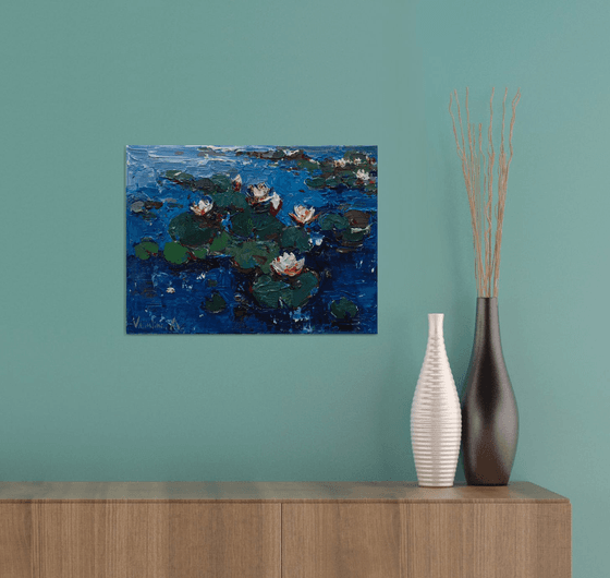 White water Lilies - Original acrylic painting