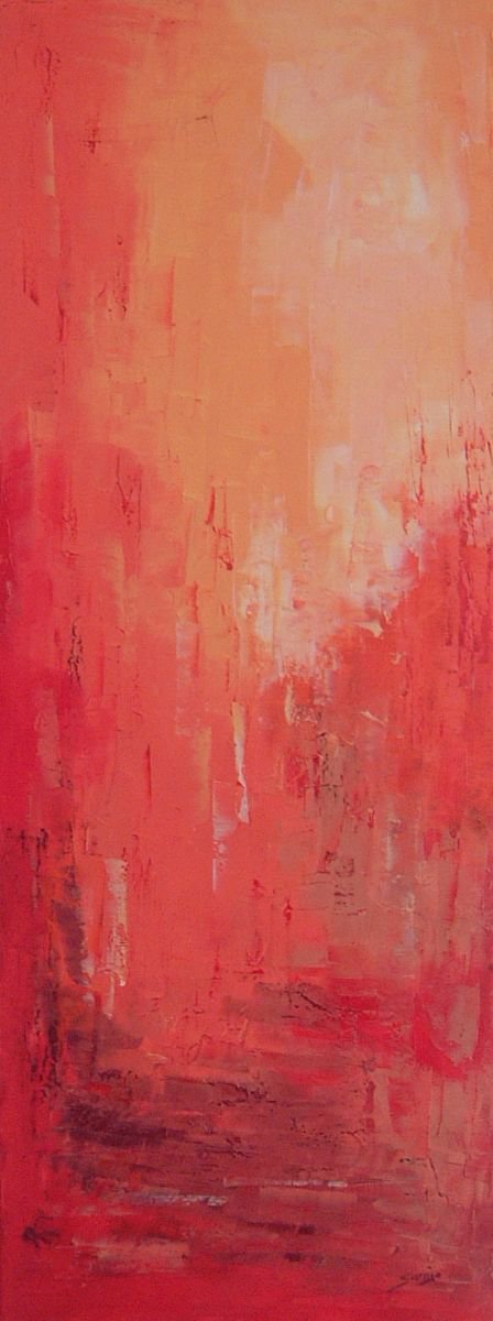 Abstract Landscape Oil Painting By Saroja Van Der Stegen, 13 X 33", Outback Ii (Ref#:613-25Mm), Original Artwork