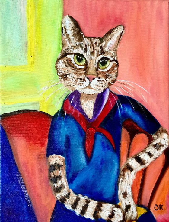Cat Modigliani inspired by Amedeo Clemente Modigliani paintings.