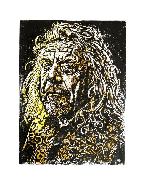 Robert Plant Yellow Ochre and Black by Steve Bennett
