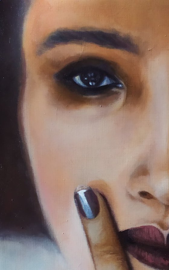 Fingers on lip