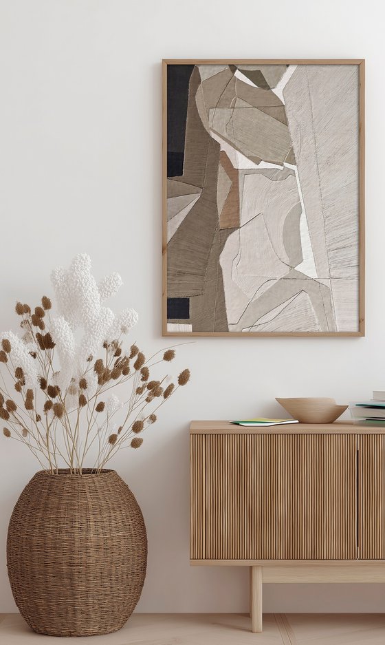 "Bella 4" Textured abstract geometric art