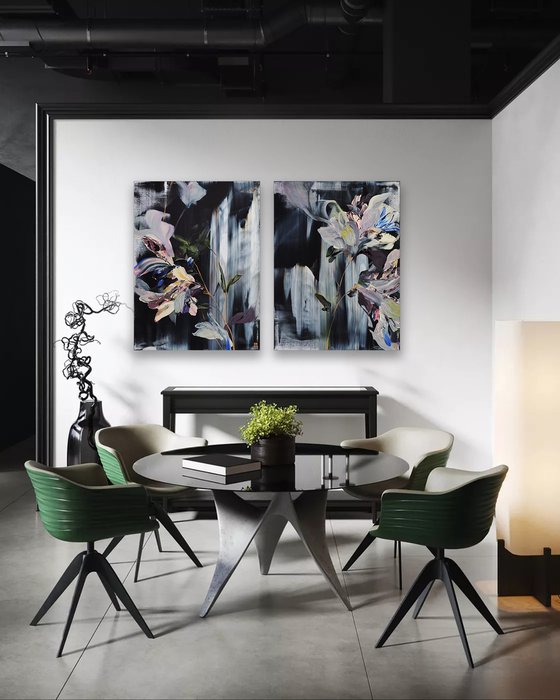 Cascading Velvet Diptych