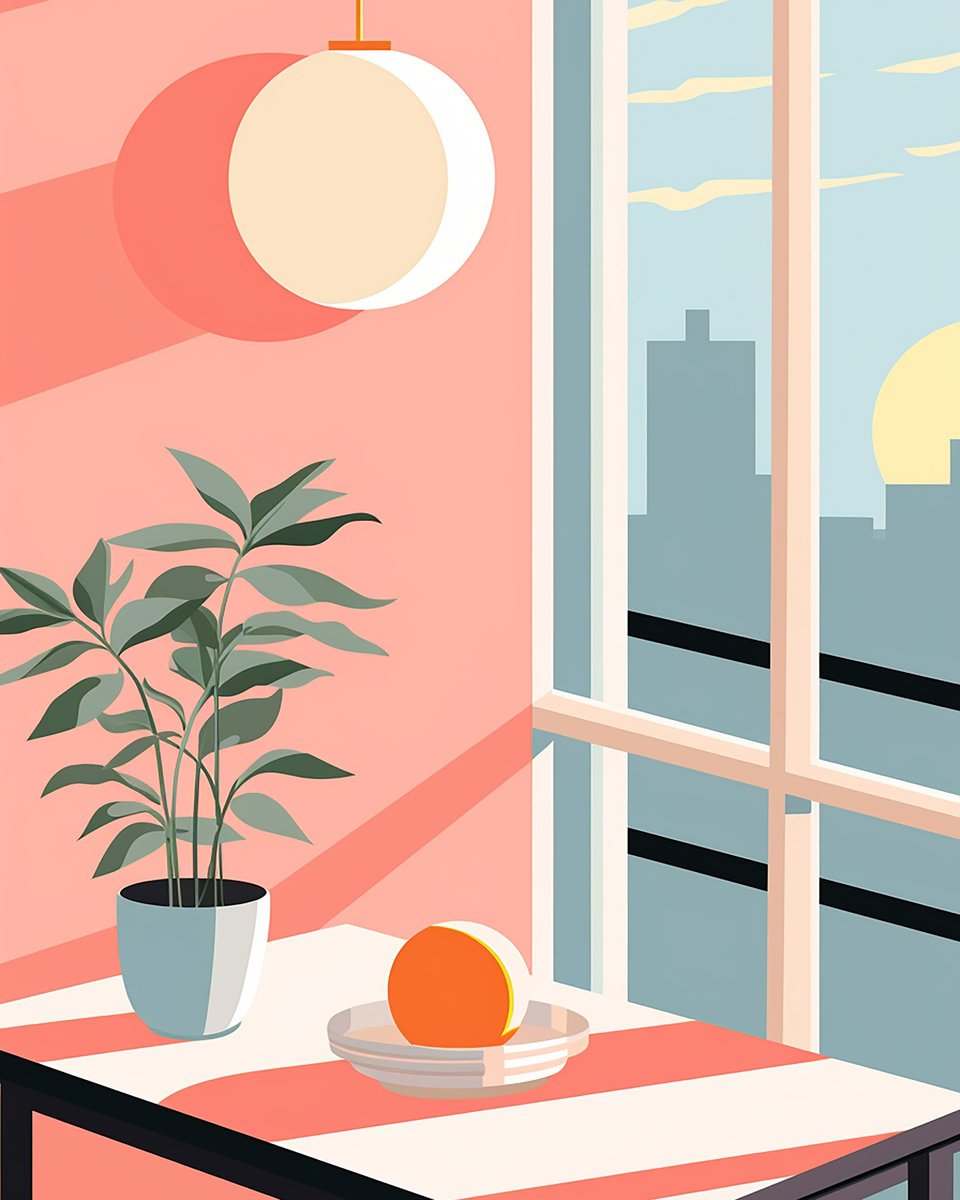 Illustrative Cityscapes Giclee Print By Kosta Morr, 16 X 20", Design I, Original Artwork