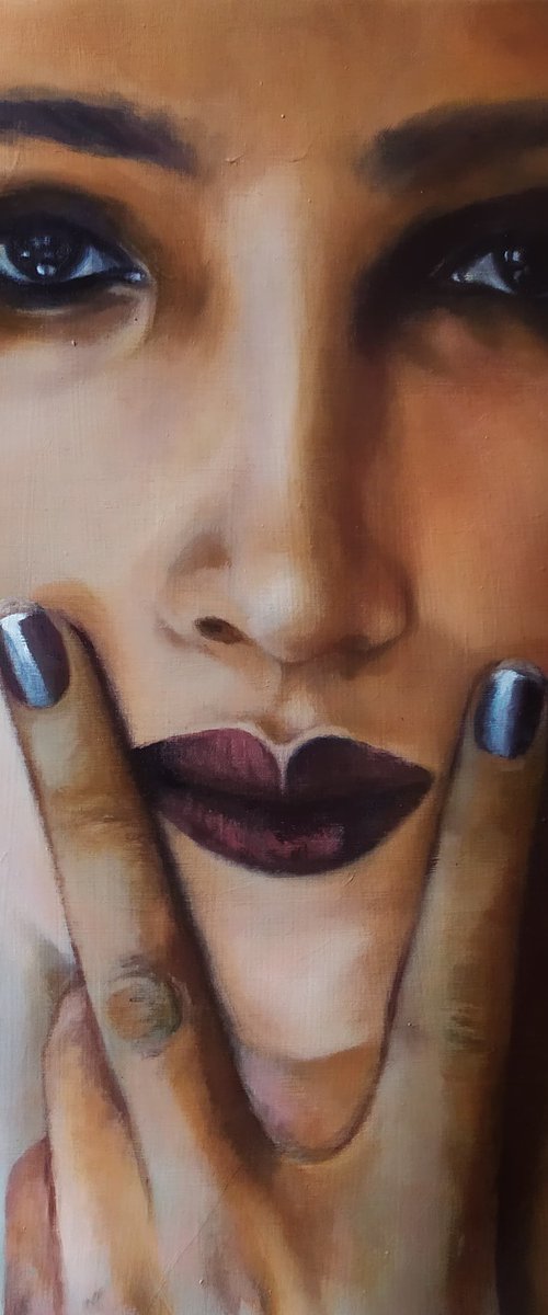 Fingers on lip by Veronica Ciccarese