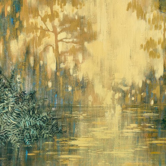 Forest Pond Under Golden Light