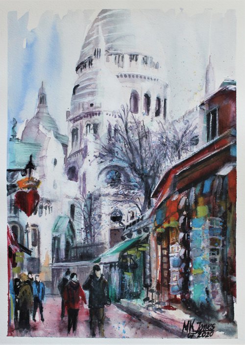 Montmartre Basilica and Market by Monika Jones