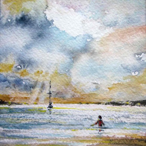 Morning Swimming - Miniature Watercolour painting