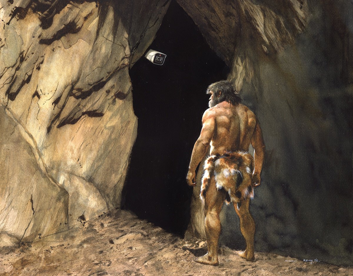 Expressive Watercolour , Checkpoint In Front Of The Cave Entrance By Reme Jr., 20 X 16, Artwork For Sale On Artfinder