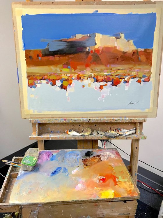 Desert, Landscape oil painting, One of a kind, Signed, Handmade artwork
