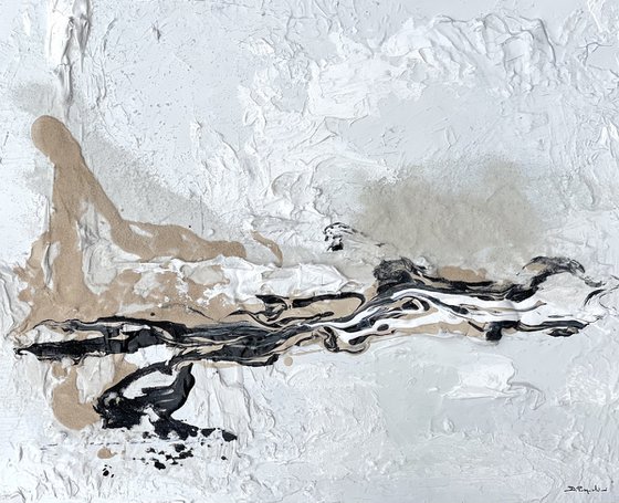 Hidden Light - 4 paintings- Black, Sand & White