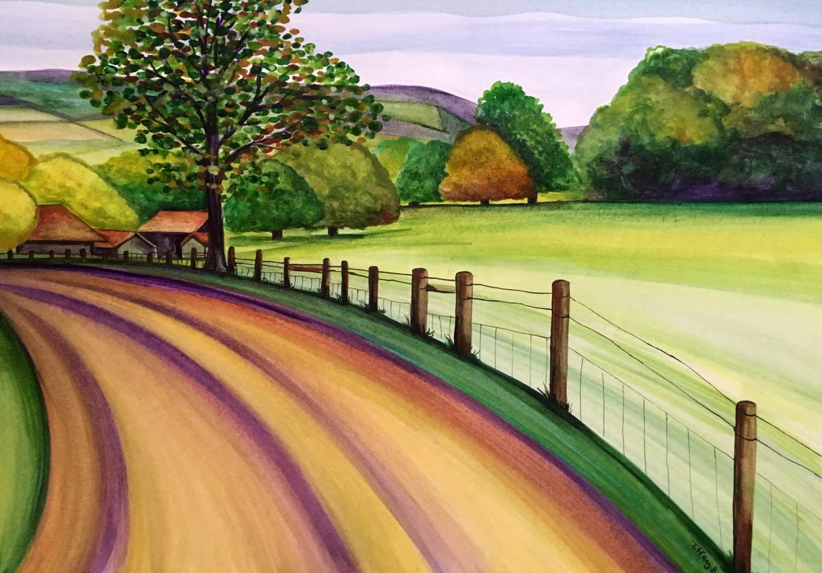 Expressive Landscape Watercolour By Tiffany Budd, 24 X 20", The Country Path, Original Artwork
