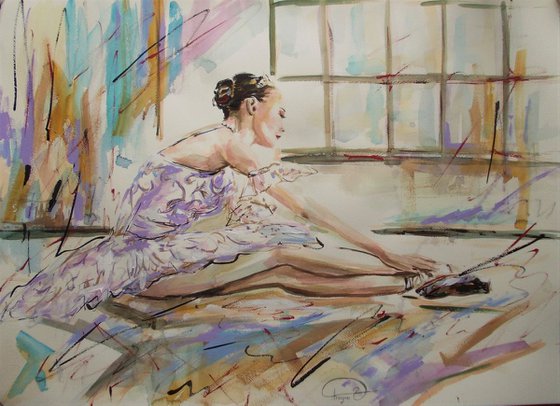 Before the Dance II  -Original Ballerina painting