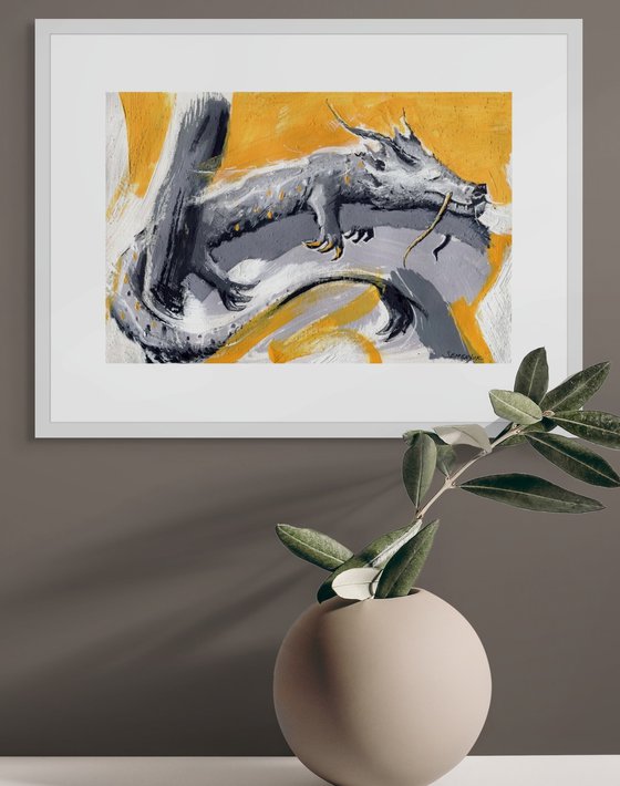 Sleeping Dragon on Deep-Yellow