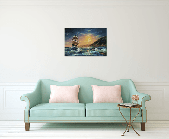 Restless sea -1 (60x90cm, oil painting)