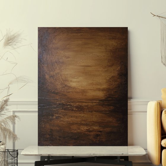 "Rust" Brown black abstract acrylic art