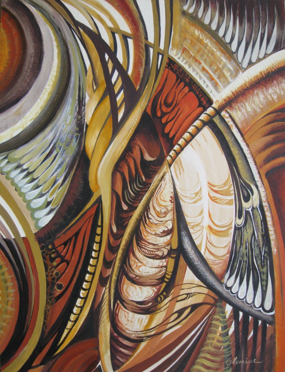 Abstract Acrylic Painting By Elena Oleniuc, 13 X 18, Broken Wings, Original Artwork