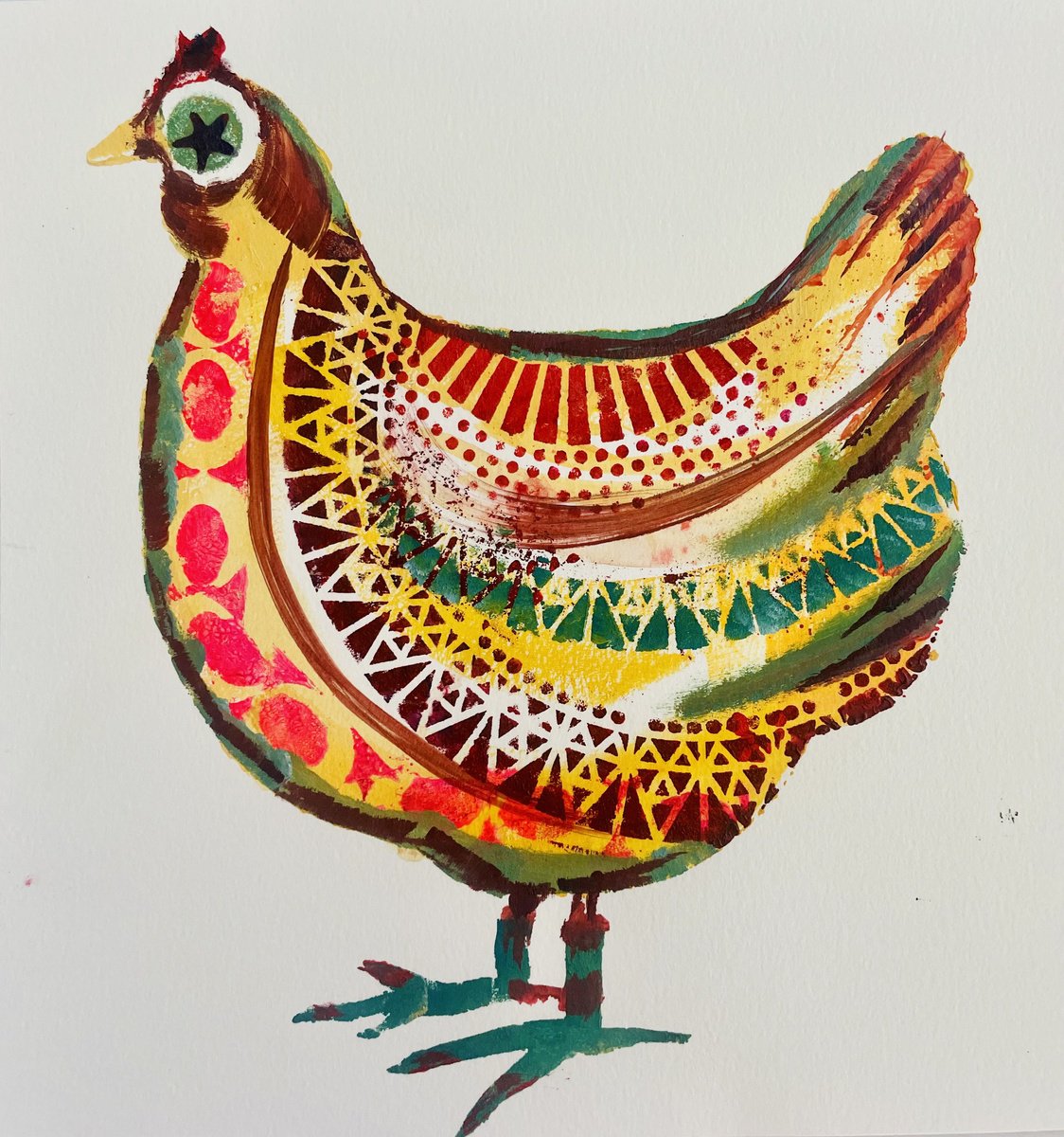 Impressionistic Animal Acrylic Painting By Annie Meier, 12 X 12, Chicken! - 7 - Annie Meier Art, Original Artwork