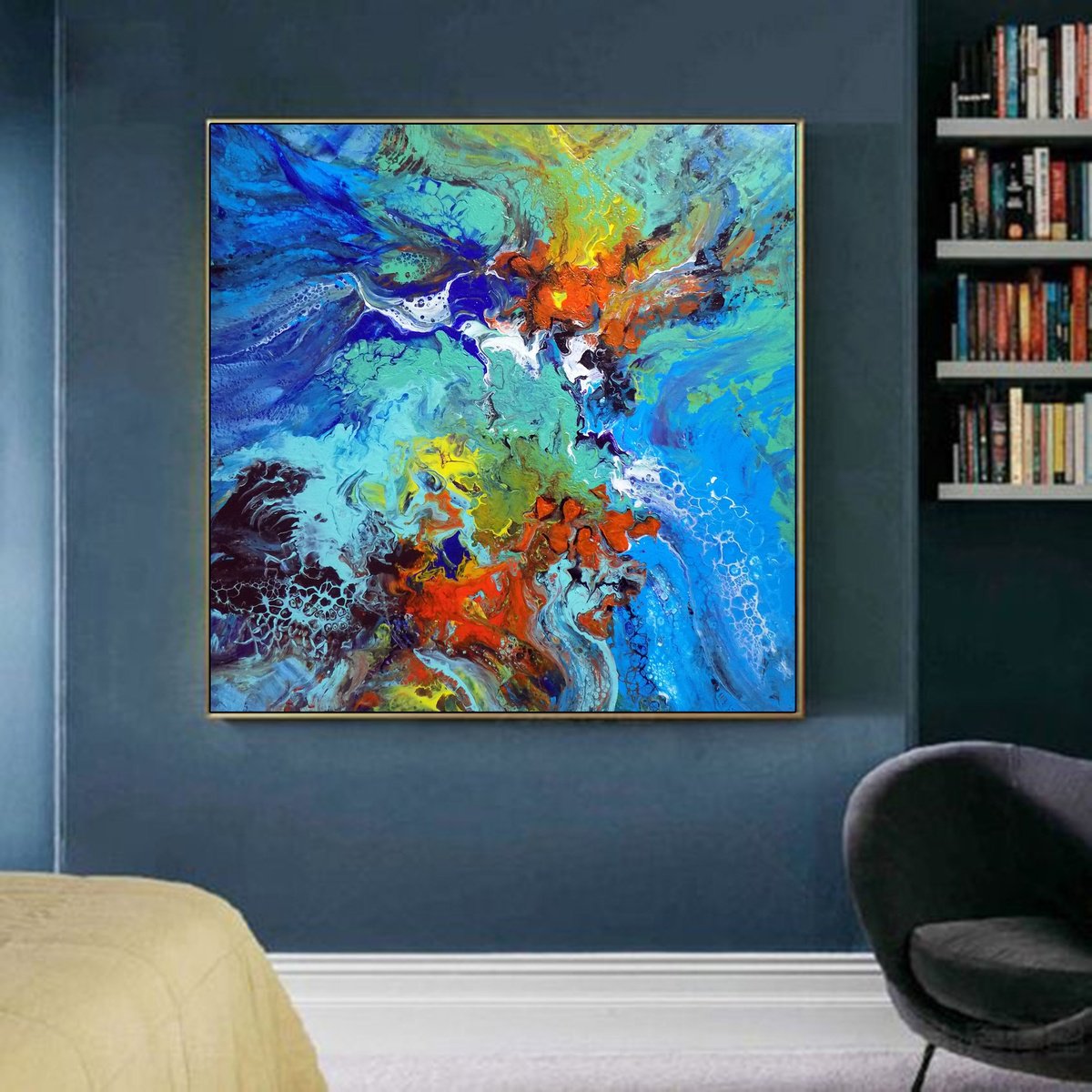 Abstract Acrylic Painting By Areti Ampi, 31 X 31, Passion, Original Artwork