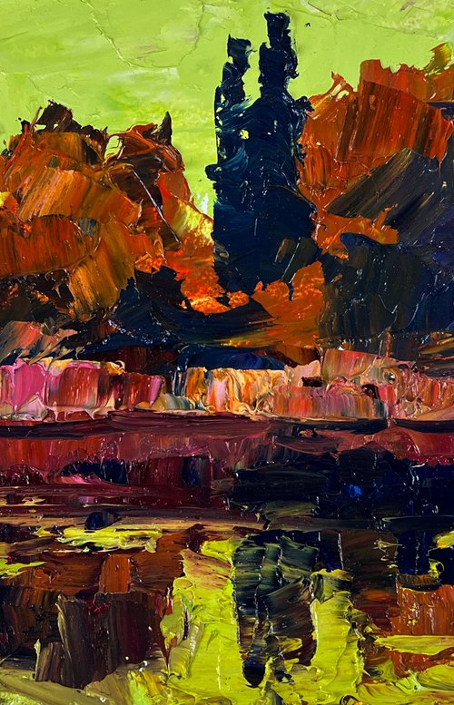 The Sunset is Reflected in the River by Boris Serdyuk