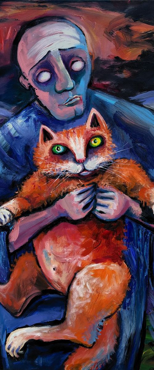 BLIND ANGEL with HIS SEEING-EYED CAT by Elisheva Nesis