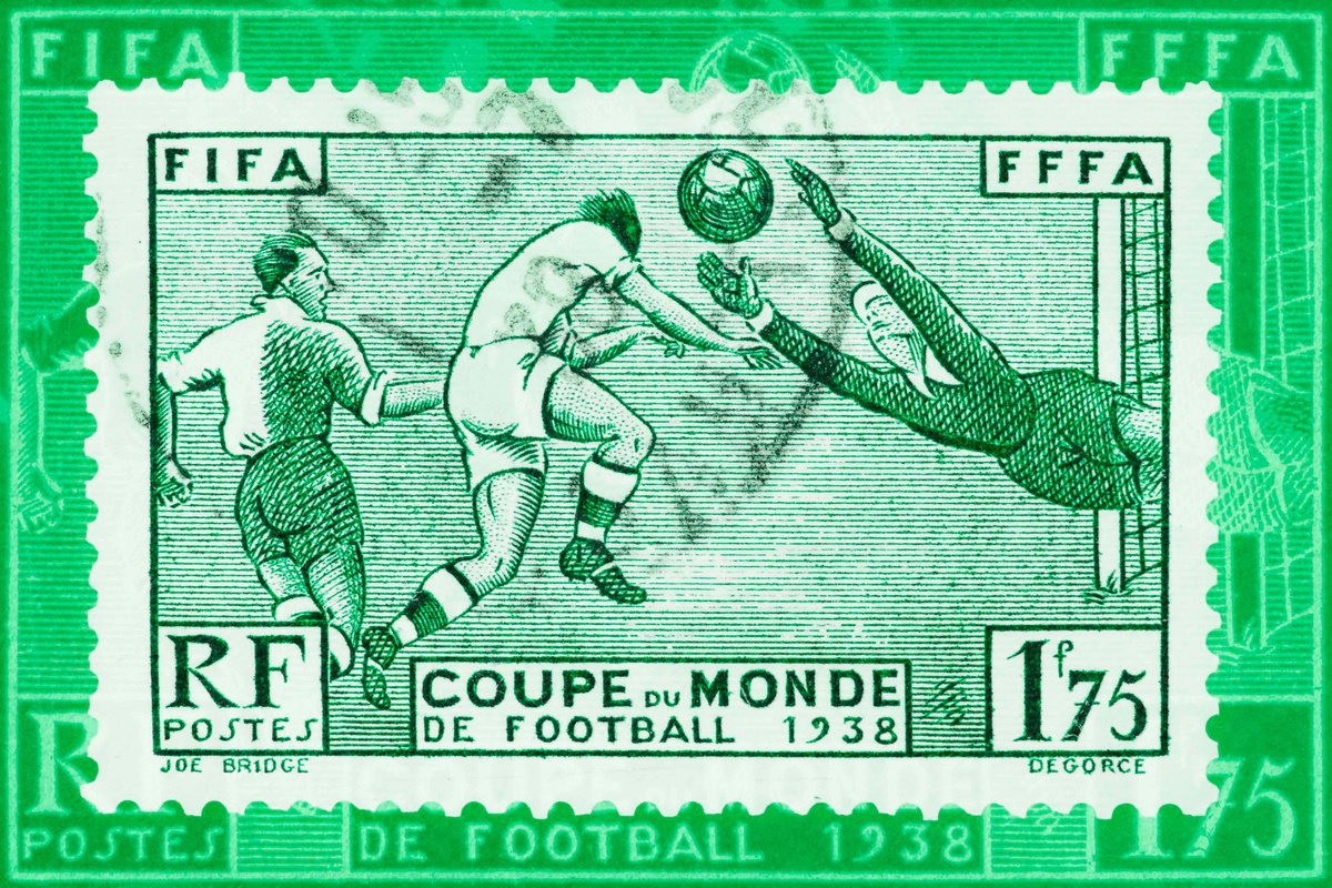 Portrait Photograph By Deborah Pendell, 26 X 18, Fifa Football World Cup 1938 -Stamp Collection Art, Original Artwork