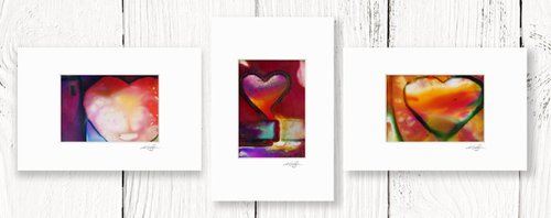Heart Collection 27 - 3 Small Matted paintings by Kathy Morton Stanion by Kathy Morton Stanion