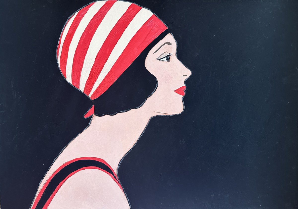 Impressionistic Portrait Painting By Irina Anis, 21 X 16, Happy Girl In Red 2, Original Artwork