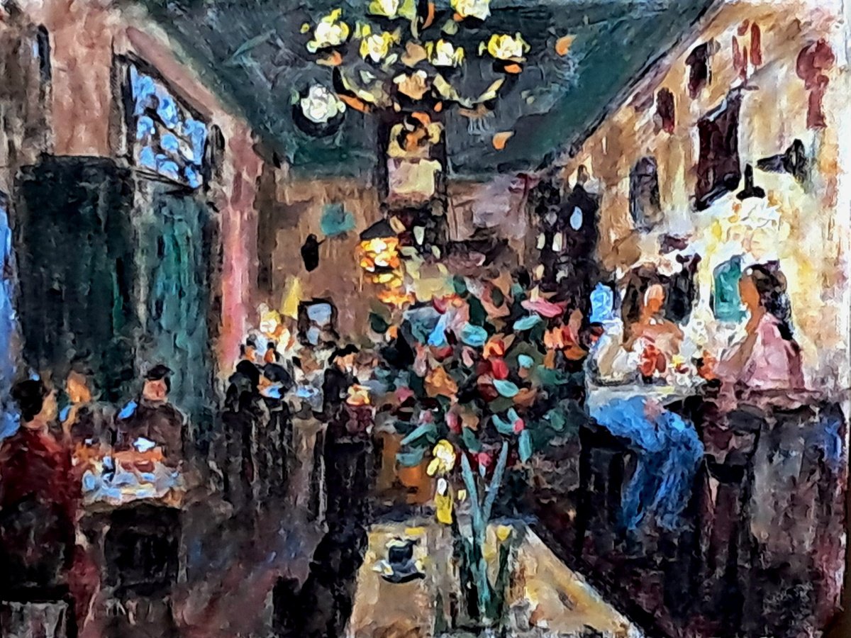  Busy Dutch Cafe By Dimitris Voyiazoglou, 20 X 17, Artwork For Sale On Artfinder