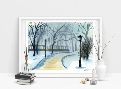 Winter Landscape (16"x12") by Olga Shefranov (Tchefranov)