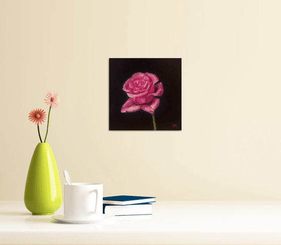 Hot Pink Rose Oil Painting